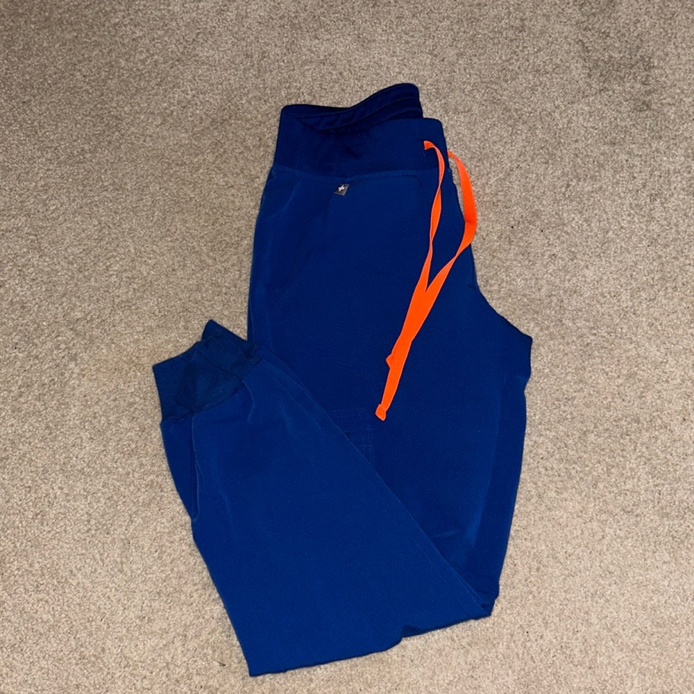 Royal blue jogger scrub pants xs petite
